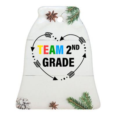 Team 2nd Grade Arrow Heart Ceramic Bell Ornament