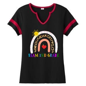 Team 2nd Grade Cute Rainbow Teachers Students Ladies Halftime Notch Neck Tee