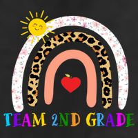 Team 2nd Grade Cute Rainbow Teachers Students 7 Panel Mesh Trucker Snapback Hat