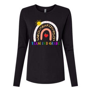 Team 2nd Grade Cute Rainbow Teachers Students Womens Cotton Relaxed Long Sleeve T-Shirt