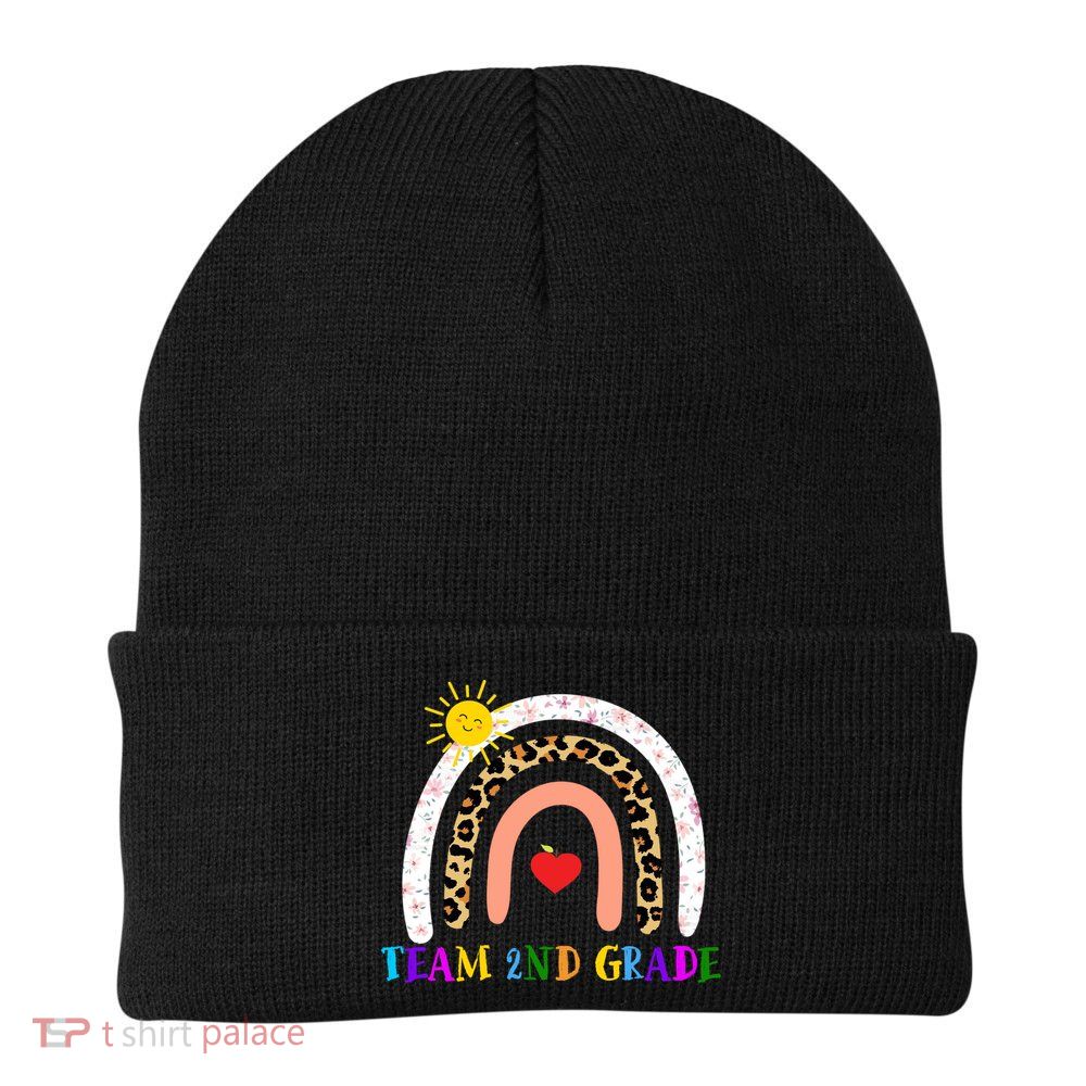 Team 2nd Grade Cute Rainbow Teachers Students Beanie