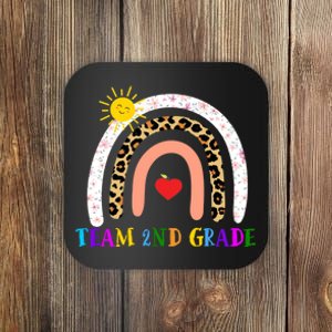 Team 2nd Grade Cute Rainbow Teachers Students Coaster