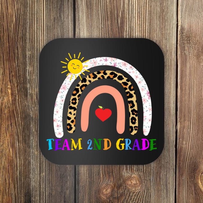 Team 2nd Grade Cute Rainbow Teachers Students Coaster