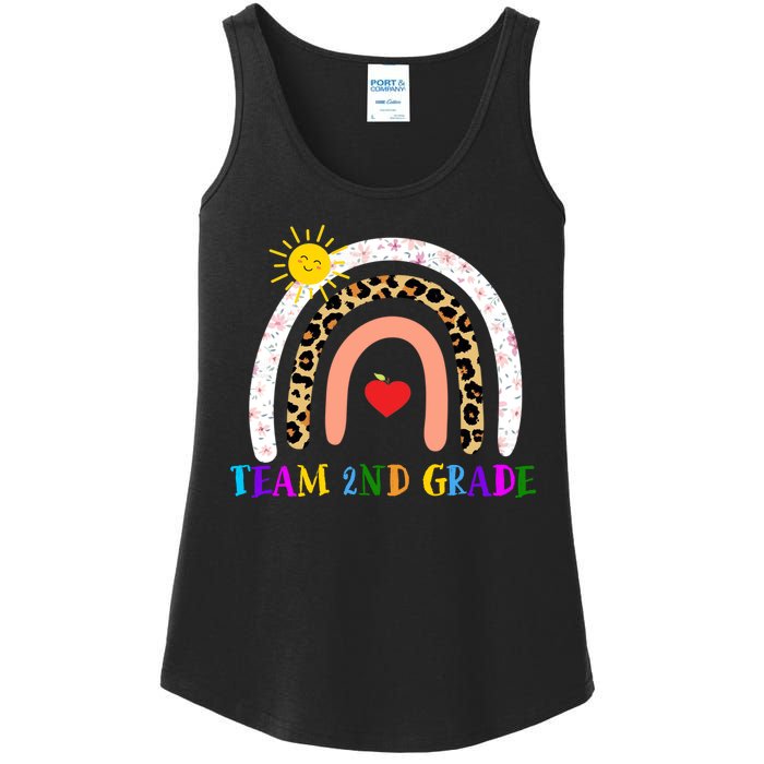 Team 2nd Grade Cute Rainbow Teachers Students Ladies Essential Tank