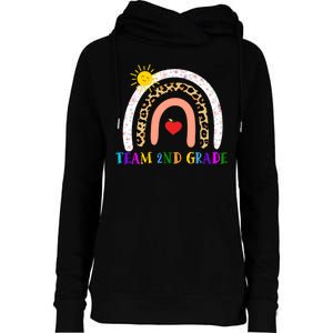 Team 2nd Grade Cute Rainbow Teachers Students Womens Funnel Neck Pullover Hood