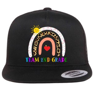 Team 2nd Grade Cute Rainbow Teachers Students Flat Bill Trucker Hat