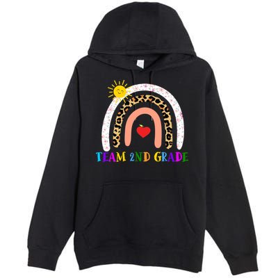 Team 2nd Grade Cute Rainbow Teachers Students Premium Pullover Hoodie