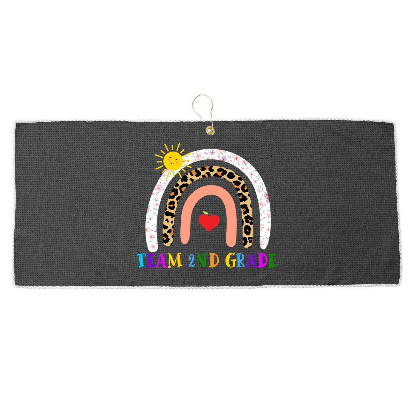 Team 2nd Grade Cute Rainbow Teachers Students Large Microfiber Waffle Golf Towel