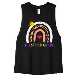 Team 2nd Grade Cute Rainbow Teachers Students Women's Racerback Cropped Tank