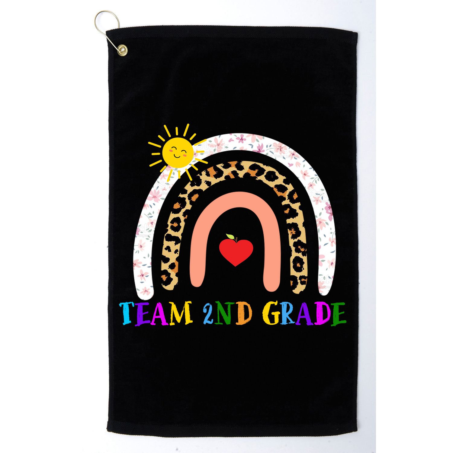 Team 2nd Grade Cute Rainbow Teachers Students Golf Towel