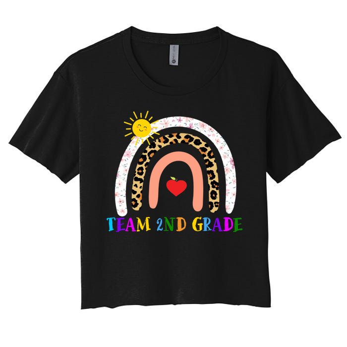 Team 2nd Grade Cute Rainbow Teachers Students Women's Crop Top Tee