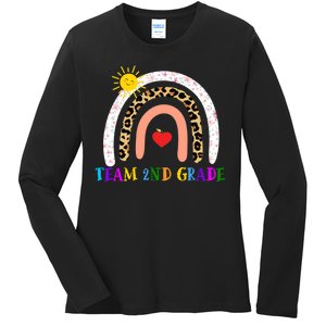 Team 2nd Grade Cute Rainbow Teachers Students Ladies Long Sleeve Shirt