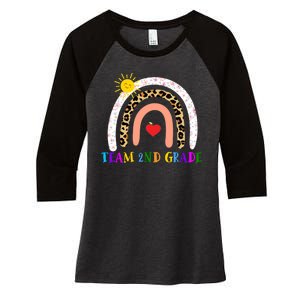 Team 2nd Grade Cute Rainbow Teachers Students Women's Tri-Blend 3/4-Sleeve Raglan Shirt