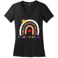 Team 2nd Grade Cute Rainbow Teachers Students Women's V-Neck T-Shirt