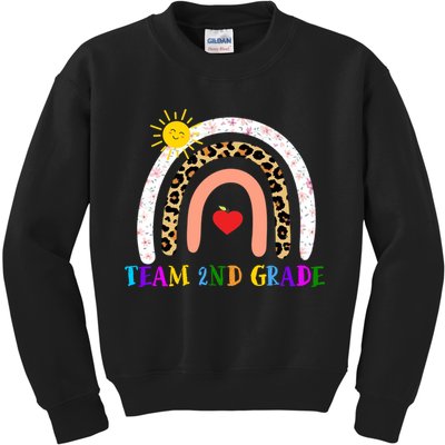 Team 2nd Grade Cute Rainbow Teachers Students Kids Sweatshirt
