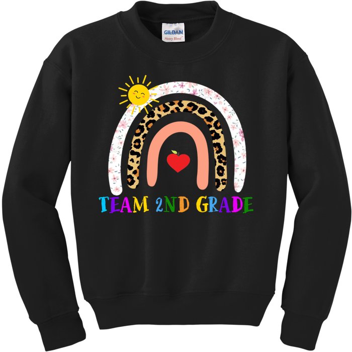 Team 2nd Grade Cute Rainbow Teachers Students Kids Sweatshirt