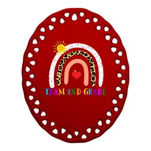 Team 2nd Grade Cute Rainbow Teachers Students Ceramic Oval Ornament