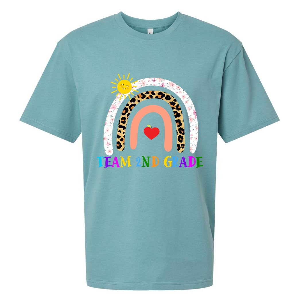 Team 2nd Grade Cute Rainbow Teachers Students Sueded Cloud Jersey T-Shirt