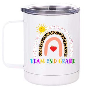 Team 2nd Grade Cute Rainbow Teachers Students 12 oz Stainless Steel Tumbler Cup