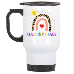 Team 2nd Grade Cute Rainbow Teachers Students Stainless Steel Travel Mug