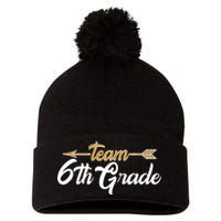 Team 6th Grade Golden Arrow Pom Pom 12in Knit Beanie