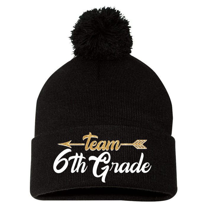 Team 6th Grade Golden Arrow Pom Pom 12in Knit Beanie