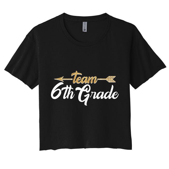 Team 6th Grade Golden Arrow Women's Crop Top Tee
