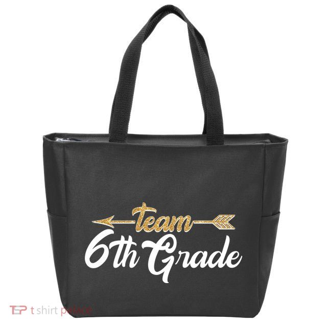 Team 6th Grade Golden Arrow Zip Tote Bag