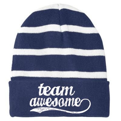 Team Awesome Retro Striped Beanie with Solid Band