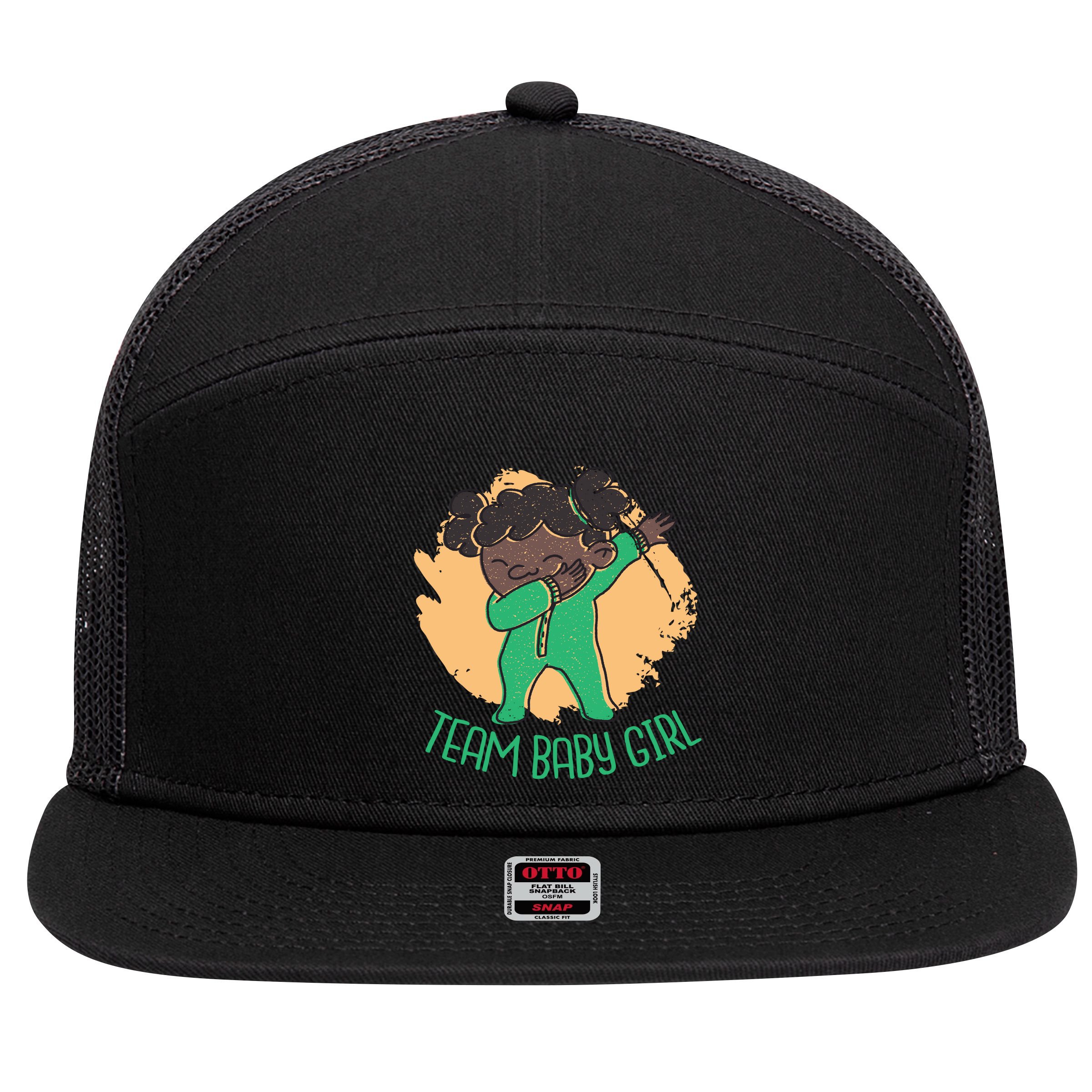 Team Baby Girl Dabbing Funny 7 Panel Mesh Trucker Snapback Hat