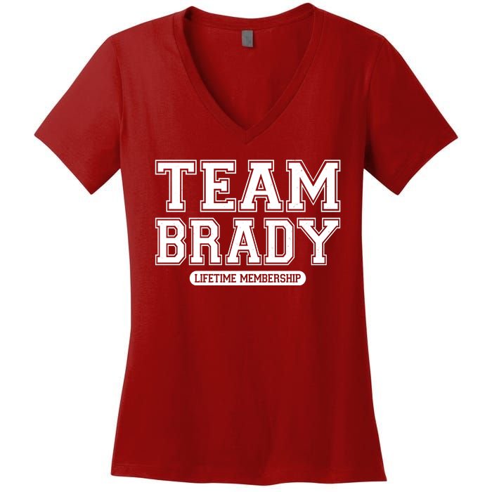 Team Brady Lifetime Memebership Women's V-Neck T-Shirt