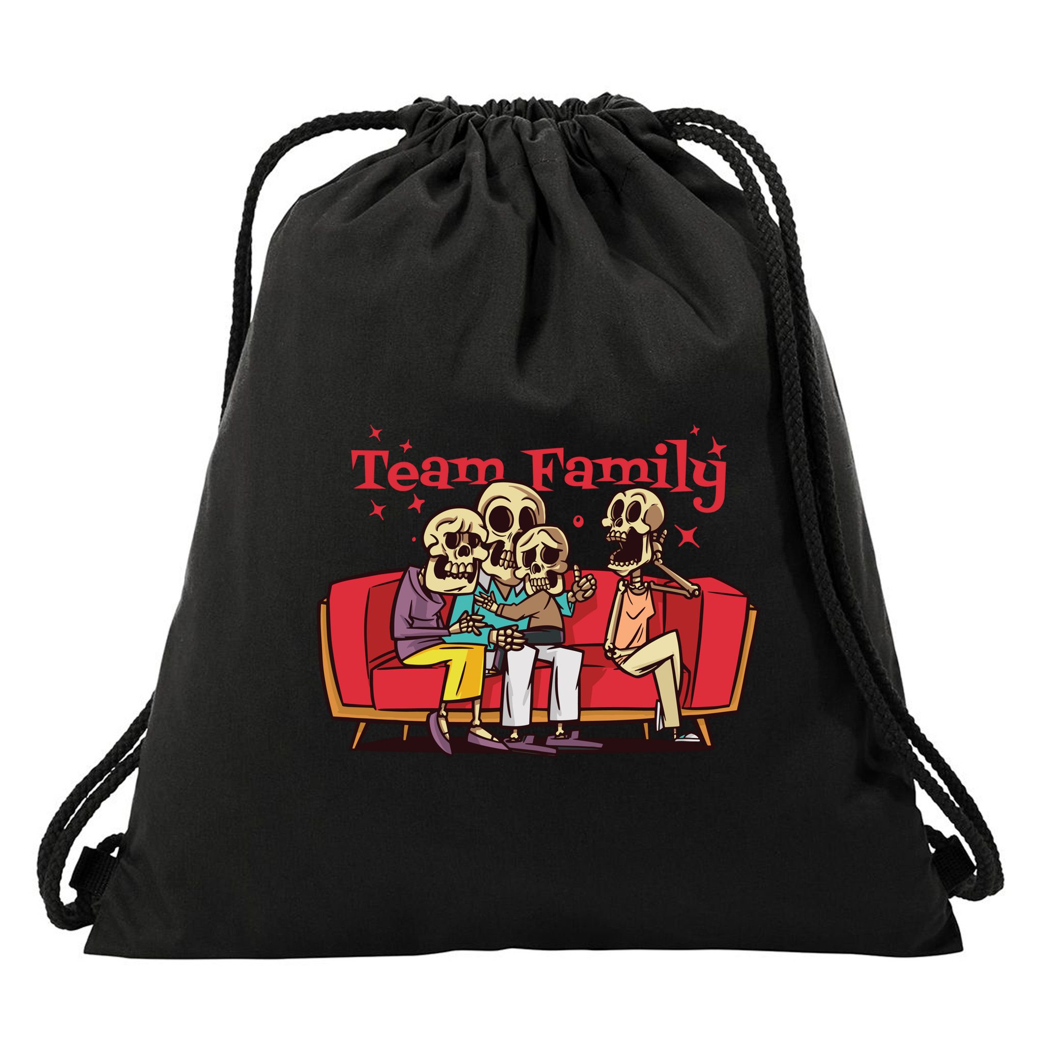 Team Family Skeleton Drawstring Bag