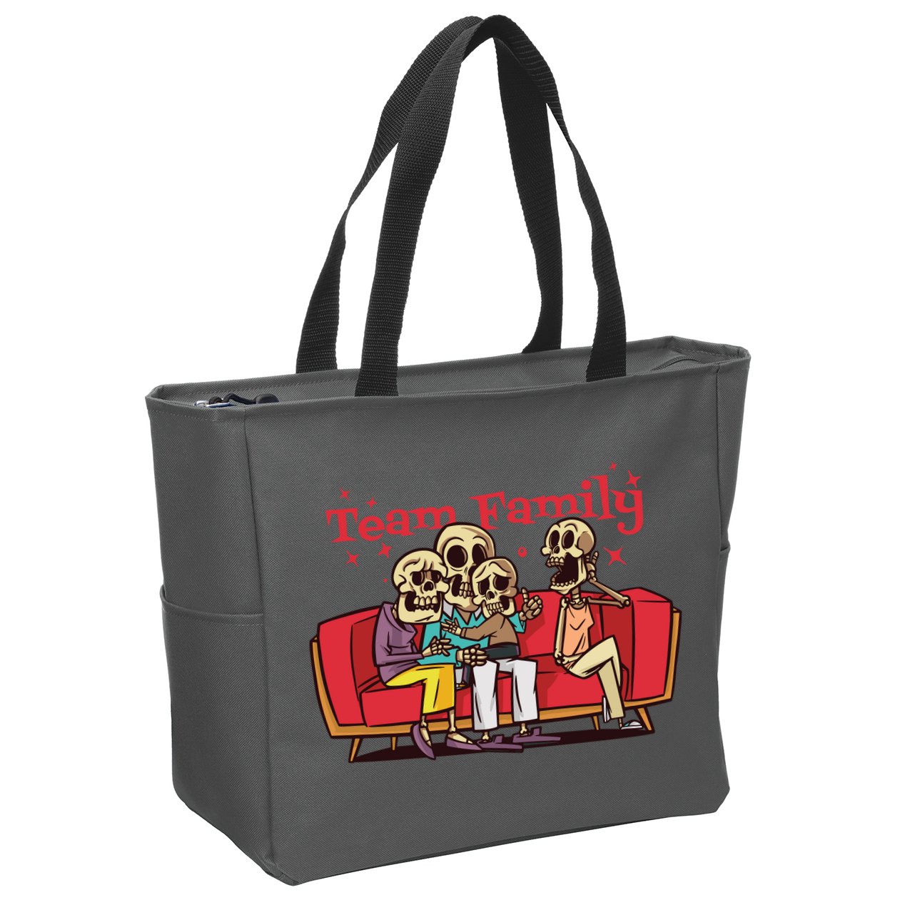 Team Family Skeleton Zip Tote Bag
