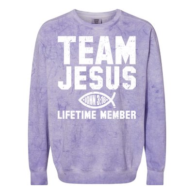 Team Jesus Lifetime Member John 3:16 Colorblast Crewneck Sweatshirt