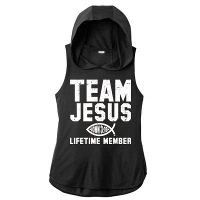 Team Jesus Lifetime Member John 3:16 Ladies PosiCharge Tri-Blend Wicking Draft Hoodie Tank