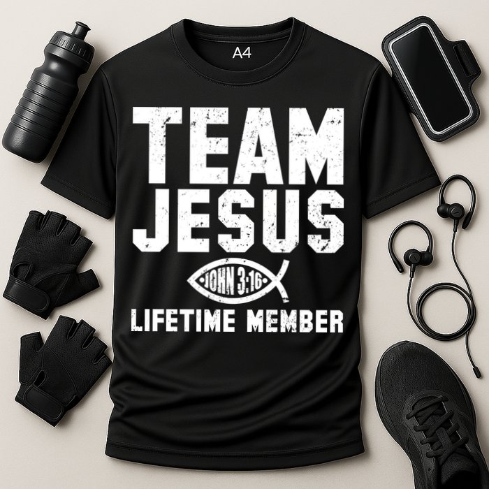 Team Jesus Lifetime Member John 3:16 Cooling Performance Crew T-Shirt
