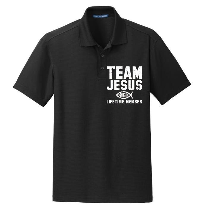 Team Jesus Lifetime Member John 3:16 Dry Zone Grid Polo