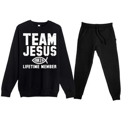 Team Jesus Lifetime Member John 3:16 Premium Crewneck Sweatsuit Set