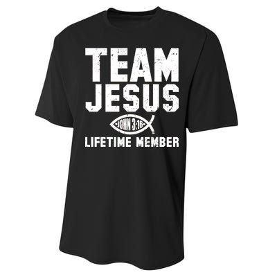 Team Jesus Lifetime Member John 3:16 Performance Sprint T-Shirt