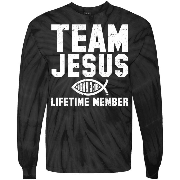 Team Jesus Lifetime Member John 3:16 Tie-Dye Long Sleeve Shirt