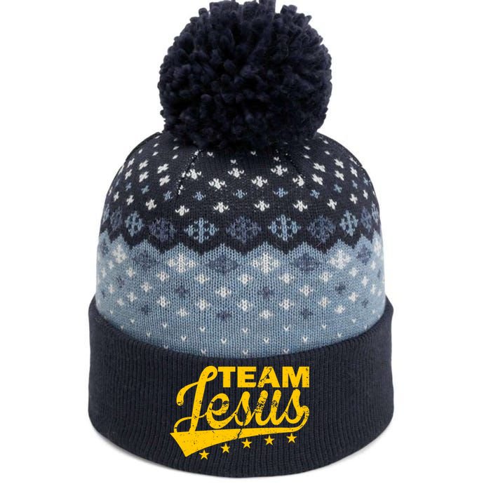 Team Jesus Vintage Christian The Baniff Cuffed Pom Beanie