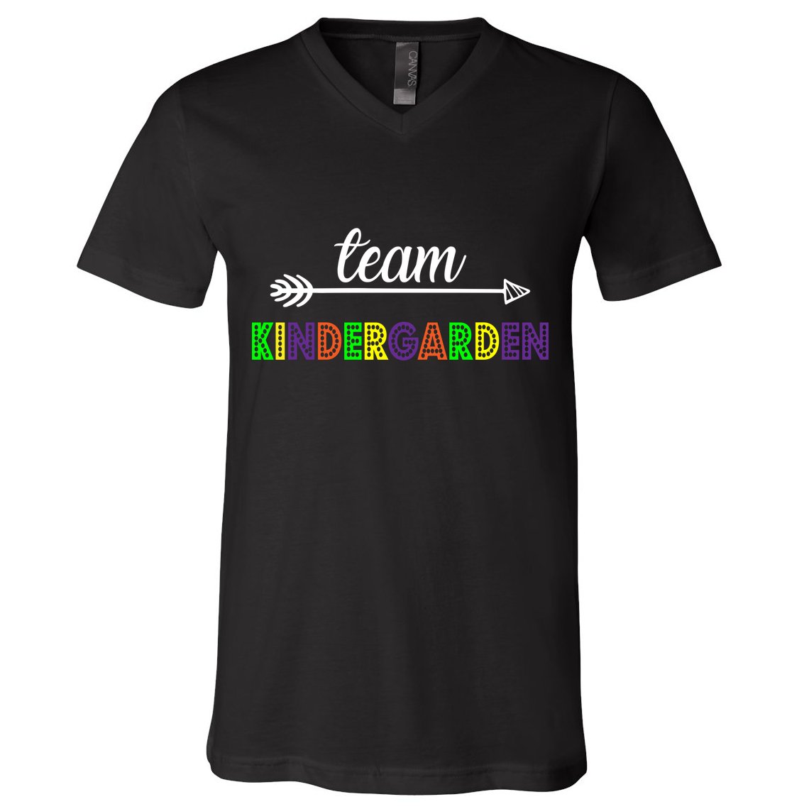 Team Kindergarten Arrow Colorful Logo V-Neck T-Shirt