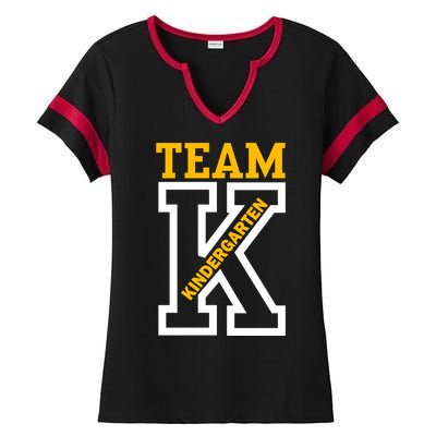 Team Kindergarten Teacher Logo Ladies Halftime Notch Neck Tee