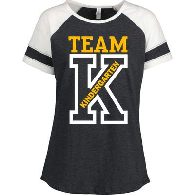 Team Kindergarten Teacher Logo Enza Ladies Jersey Colorblock Tee