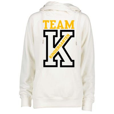 Team Kindergarten Teacher Logo Womens Funnel Neck Pullover Hood