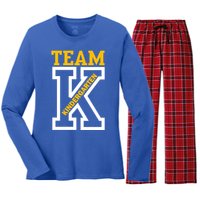 Team Kindergarten Teacher Logo Women's Long Sleeve Flannel Pajama Set 