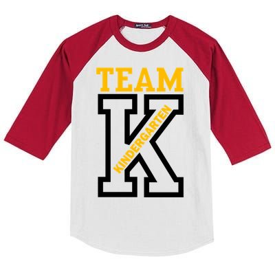 Team Kindergarten Teacher Logo Kids Colorblock Raglan Jersey