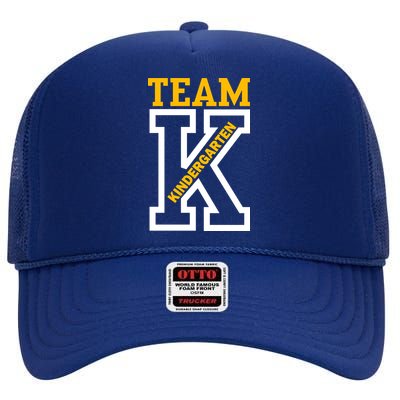 Team Kindergarten Teacher Logo High Crown Mesh Back Trucker Hat