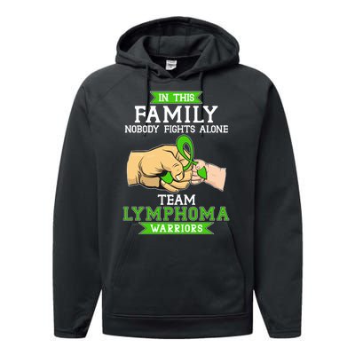 Team Lymphoma Warriors Green Ribbon Fist Bump Performance Fleece Hoodie