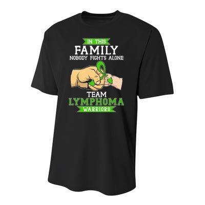 Team Lymphoma Warriors Green Ribbon Fist Bump Youth Performance Sprint T-Shirt